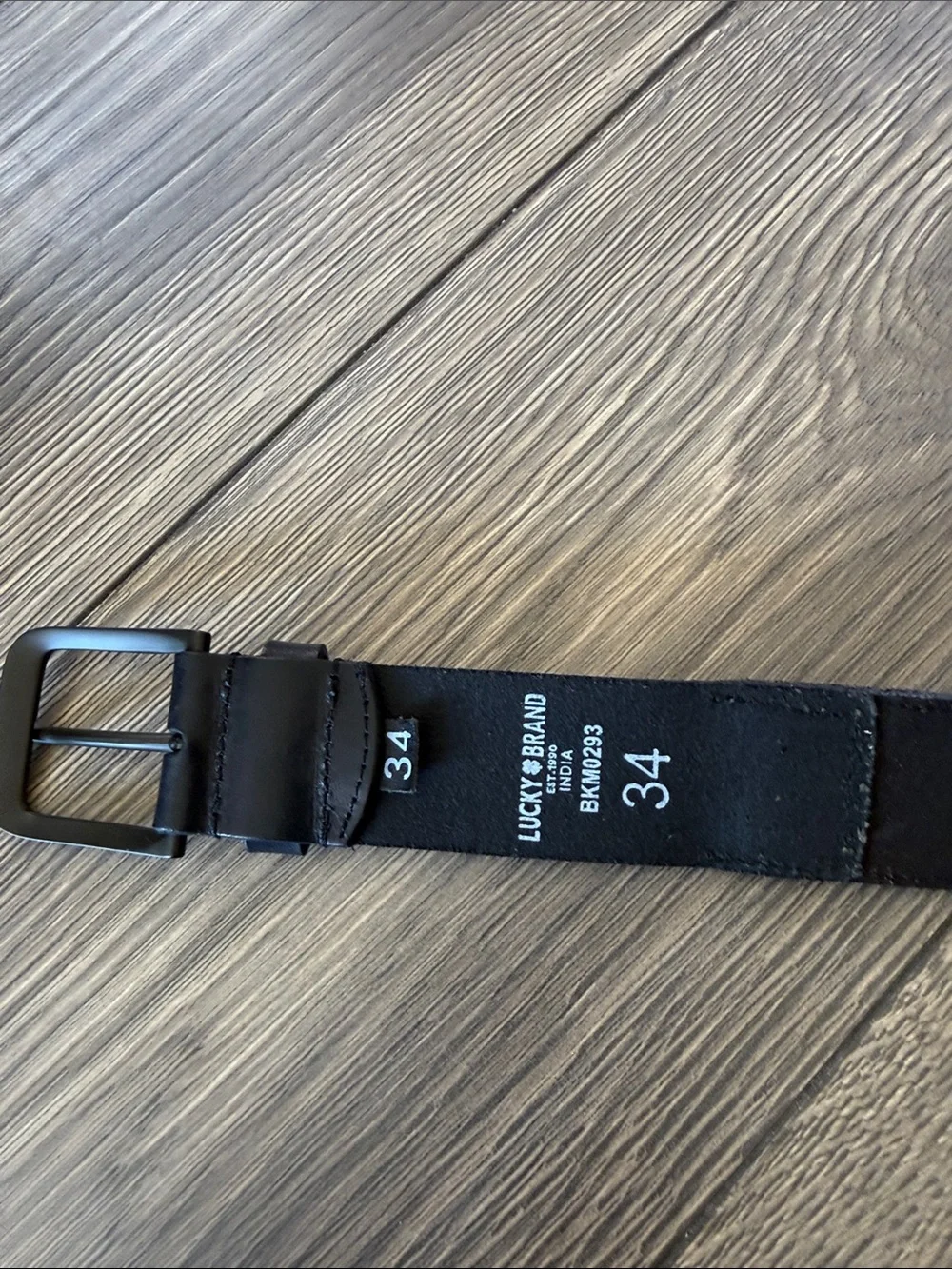 Lucky Brand Men’s 34 Black Leather Woven Southwestern Geometric Belt